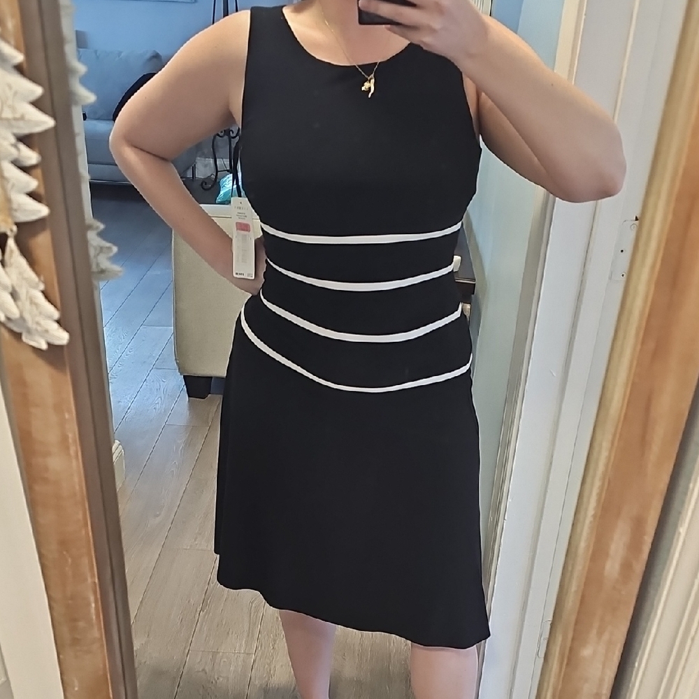 Ralph Lauren Black Dress with White Accents Size 6